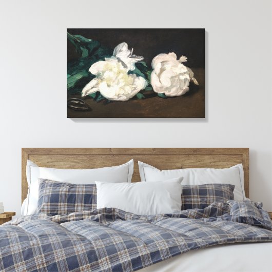 Edouard Manet - Branch of White Peonies, Secateurs Canvas Afdruk (Insitu (Slaapkamer))
