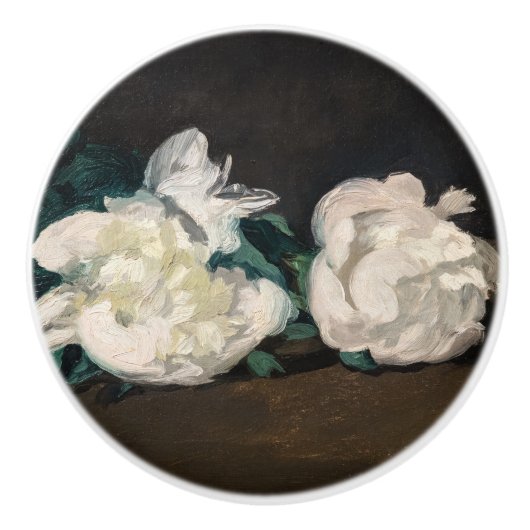 Edouard Manet - Branch of White Peonies, Secateurs Keramische Knop (Voorkant)
