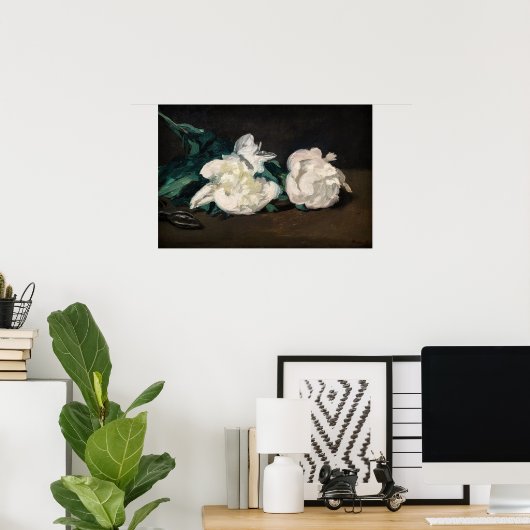 Edouard Manet - Branch of White Peonies, Secateurs Poster (Thuiskantoor)