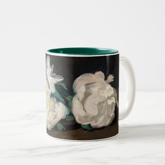 Edouard Manet - Branch of White Peonies, Secateurs Tweekleurige Koffiemok (Voorkant rechts)