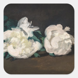 Edouard Manet - Branch of White Peonies, Secateurs Vierkante Sticker