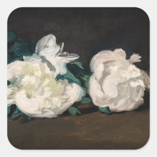 Edouard Manet - Branch of White Peonies, Secateurs Vierkante Sticker