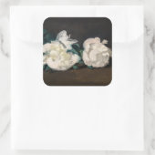 Edouard Manet - Branch of White Peonies, Secateurs Vierkante Sticker (Tas)