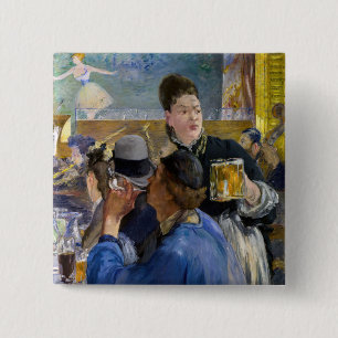 Edouard Manet - Corner of a Cafe-Concert Vierkante Button 5,1 Cm