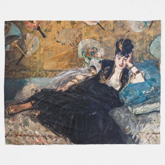 Edouard Manet - Dame met ventilatoren Fleece Deken (Voorkant (Horizontaal))