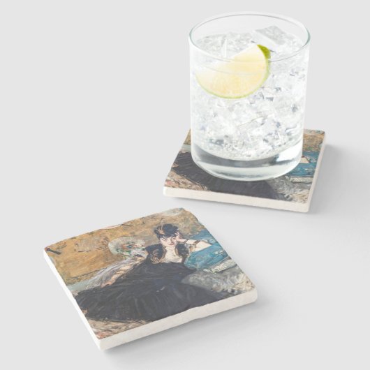 Edouard Manet - Dame met ventilatoren Stenen Onderzetter (Zijkant)