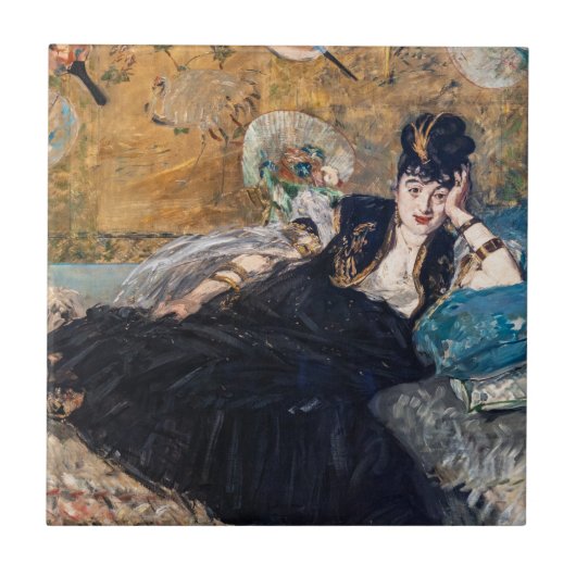 Edouard Manet - Dame met ventilatoren Tegeltje (Voorkant)