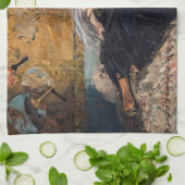 Edouard Manet - Dame met ventilatoren Theedoek (Gevouwen)