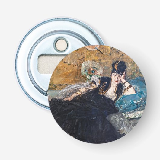 Edouard Manet - Dame met waaier Button Flesopener (Voorkant)