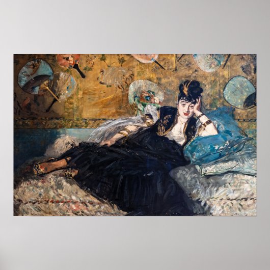 Edouard Manet - Dame met waaier Poster (Voorkant)