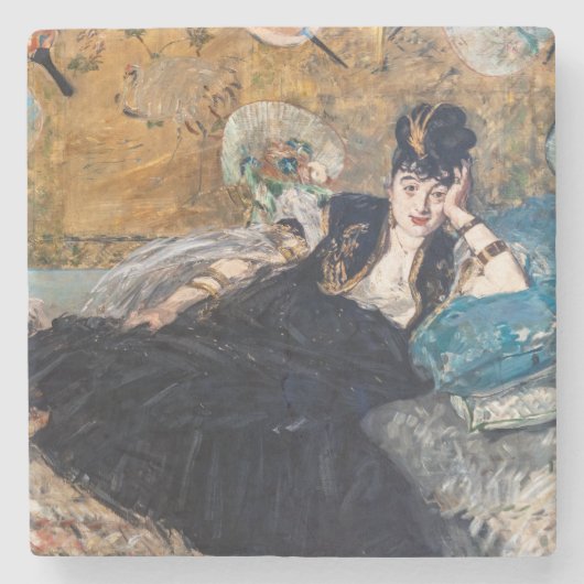 Edouard Manet - Dame met waaier Stenen Onderzetter (Voorkant)