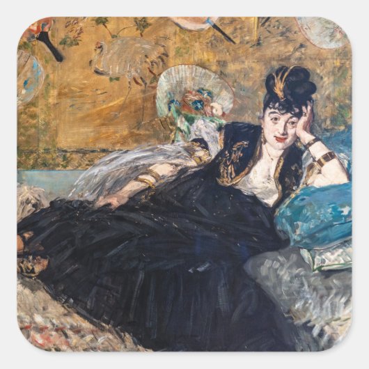 Edouard Manet - Dame met waaier Vierkante Sticker (Voorkant)