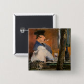 Edouard Manet - De Bar, Le Bouchon Vierkante Button 5,1 Cm (Voorkant /achterkant)