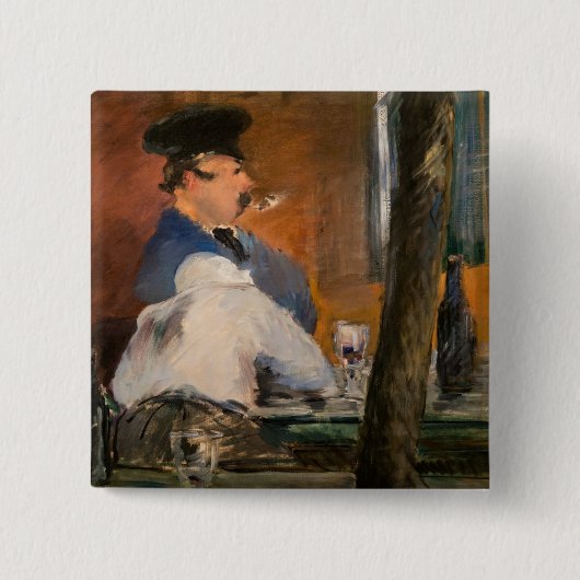 Edouard Manet - De Bar, Le Bouchon Vierkante Button 5,1 Cm (Voorkant)