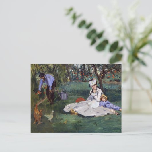 Edouard Manet - De familie Monet in hun tuin Briefkaart (Staand voorkant)