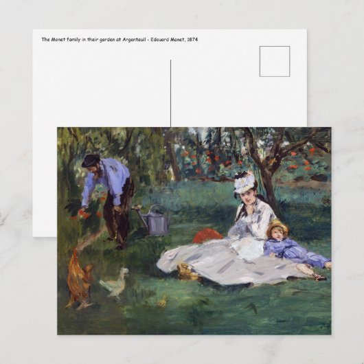 Edouard Manet - De familie Monet in hun tuin Briefkaart (Voorkant / Achterkant)