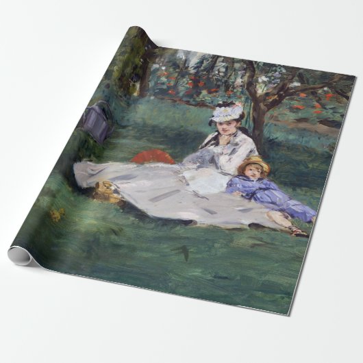 Edouard Manet - De familie Monet in hun tuin Cadeaupapier (Uitgerold)