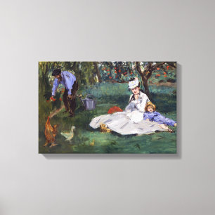 Edouard Manet - De familie Monet in hun tuin Canvas Afdruk