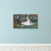Edouard Manet - De familie Monet in hun tuin Canvas Afdruk (Insitu (Houten vloer))