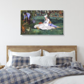 Edouard Manet - De familie Monet in hun tuin Canvas Afdruk (Insitu (Slaapkamer))