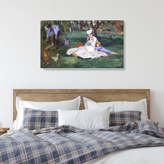 Edouard Manet - De familie Monet in hun tuin Canvas Afdruk (Insitu (Slaapkamer))