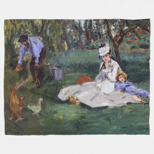 Edouard Manet - De familie Monet in hun tuin Fleece Deken (Voorkant (Horizontaal))