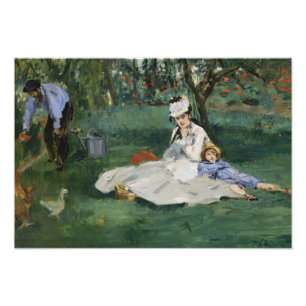 Edouard Manet - De familie Monet in hun tuin Foto Afdruk