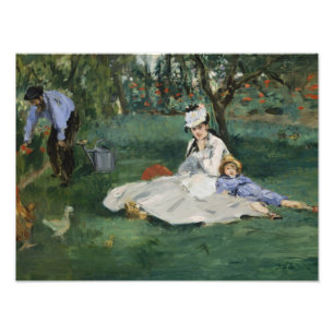 Edouard Manet - De familie Monet in hun tuin Foto Afdruk