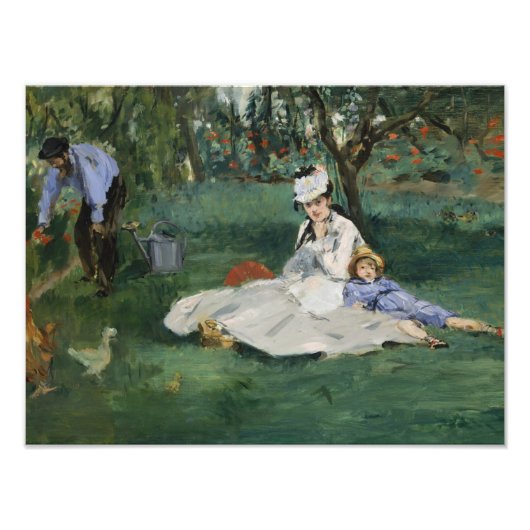 Edouard Manet - De familie Monet in hun tuin Foto Afdruk (Voorkant)