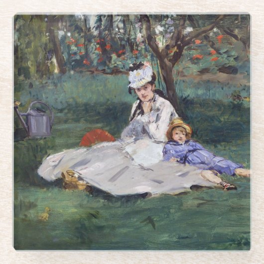 Edouard Manet - De familie Monet in hun tuin Glazen Onderzetter (Voorkant)