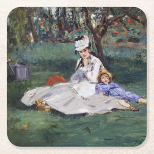 Edouard Manet - De familie Monet in hun tuin Kartonnen Onderzetters