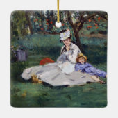 Edouard Manet - De familie Monet in hun tuin Keramisch Ornament (Achterkant)