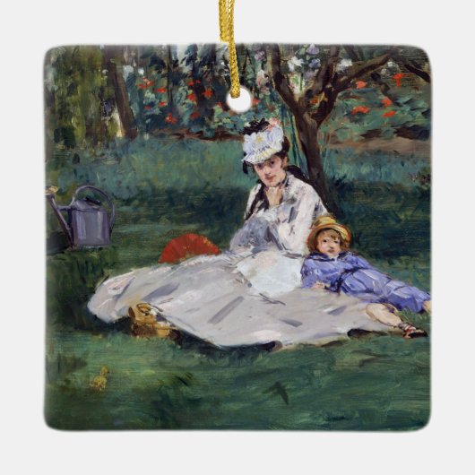 Edouard Manet - De familie Monet in hun tuin Keramisch Ornament (Voorkant)
