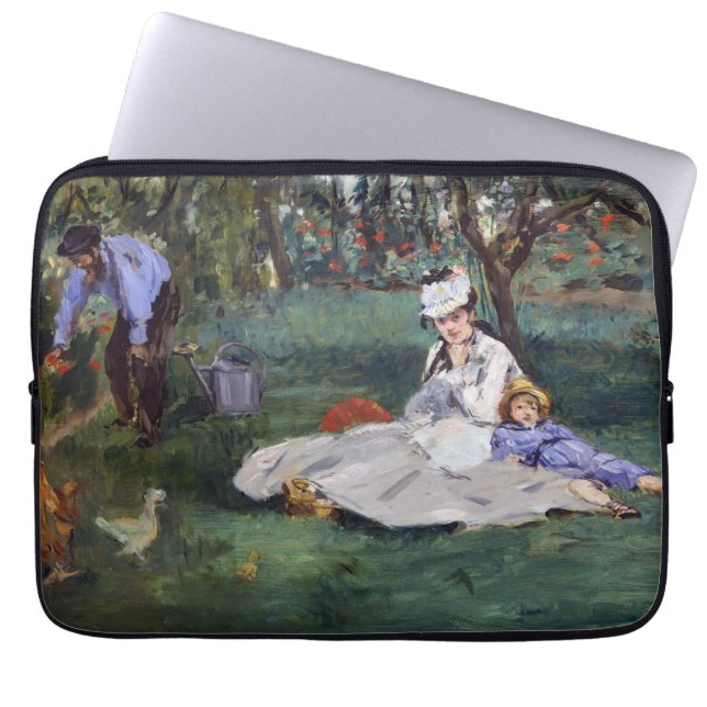 Edouard Manet - De familie Monet in hun tuin Laptop Sleeve (Voorkant)