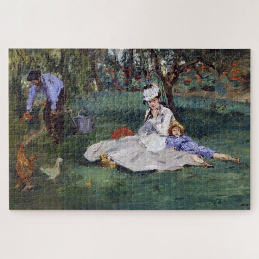 Edouard Manet - De familie Monet in hun tuin Legpuzzel (Horizontaal)