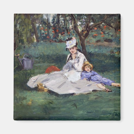Edouard Manet - De familie Monet in hun tuin Magneet (Voorkant)