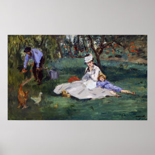 Edouard Manet - De familie Monet in hun tuin Poster