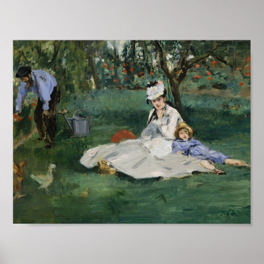 Edouard Manet - De familie Monet in hun tuin Poster (Voorkant)