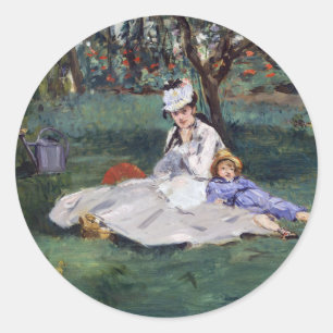 Edouard Manet - De familie Monet in hun tuin Ronde Sticker