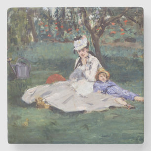 Edouard Manet - De familie Monet in hun tuin Stenen Onderzetter