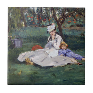 Edouard Manet - De familie Monet in hun tuin Tegeltje