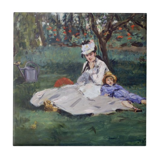 Edouard Manet - De familie Monet in hun tuin Tegeltje (Voorkant)