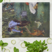 Edouard Manet - De familie Monet in hun tuin Theedoek (Gevouwen)