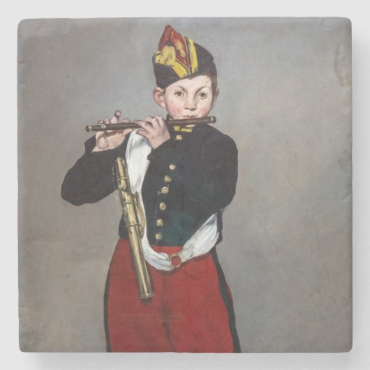 Edouard Manet - De fluiter / Jonge fluiter Stenen Onderzetter (Voorkant)
