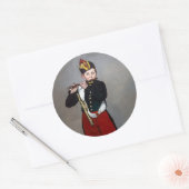 Edouard Manet - De fluiter / Jonge fluitspeelster Ronde Sticker (Envelop)