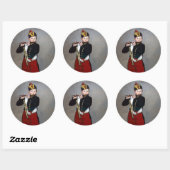 Edouard Manet - De fluiter / Jonge fluitspeelster Ronde Sticker (Vel)