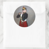 Edouard Manet - De fluiter / Jonge fluitspeelster Ronde Sticker (Tas)