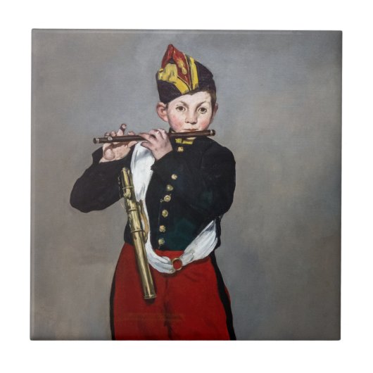 Edouard Manet - De fluiter / Jonge fluitspeelster Tegeltje (Voorkant)