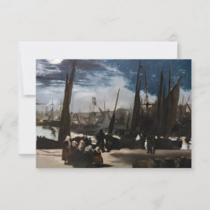 Edouard Manet - De haven van Boulogne bij maanlich Bedankkaart