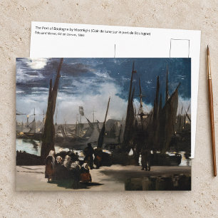Edouard Manet - De haven van Boulogne bij maanlich Briefkaart